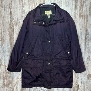Eddie Bauer Womens Winter Coat Size L/G Purple Adjustable Waist Zipped Snap